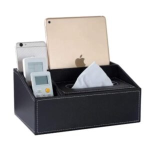 Customizable Leather Tissue Box with Remote Control Organizer – Multifunctional Storage for Home & Car